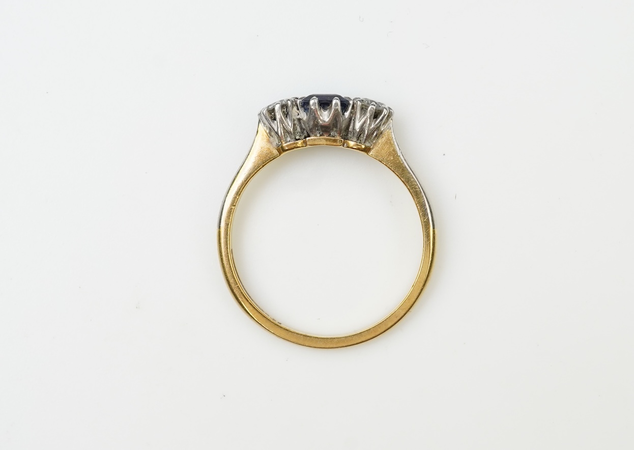 A small sapphire and diamond ring, early 20th century